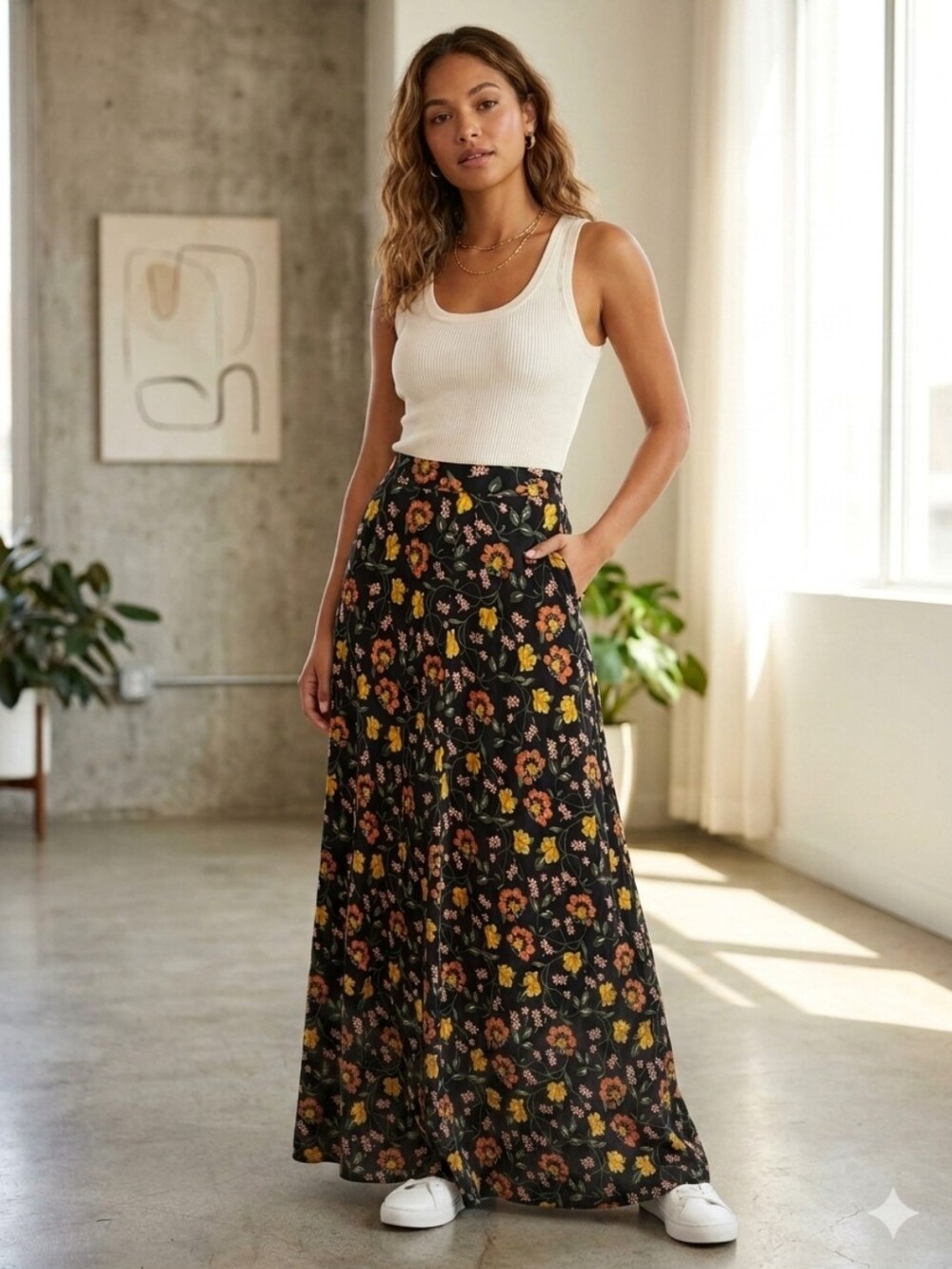 Philosophy Floral Print Maxi Skirt